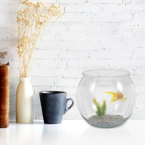 balacoo Transparent Plastic Fish Bowl Round Aquarium Tank for Goldfish Turtles Small Reptiles Home Office Decor Easy to Clean Durable