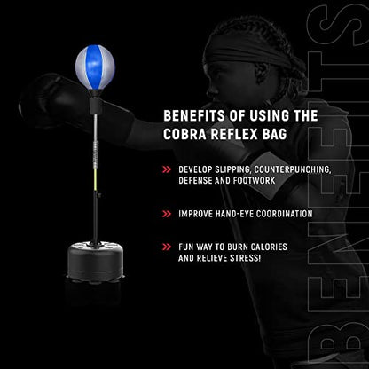 Cobra Reflex Bag, Fast Action Punching Bag with Stand, Punching Bags for Adults and Teens, Adjustable Height Boxing Trainer with Spring-Mounted Ball, Home Gym Boxing Equipment