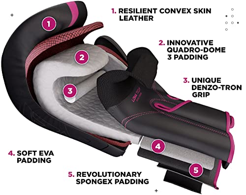 RDX Boxing Gloves, Pro Training Sparring, Maya Hide Leather, Muay Thai MMA Kickboxing, Men Women Adult, Heavy Punching Bag Focus Mitts Pads Workout, Ventilated Palm, Multi Layered, 8 10 12 14 16 18 Oz - color: PINK, size: 10 OZ