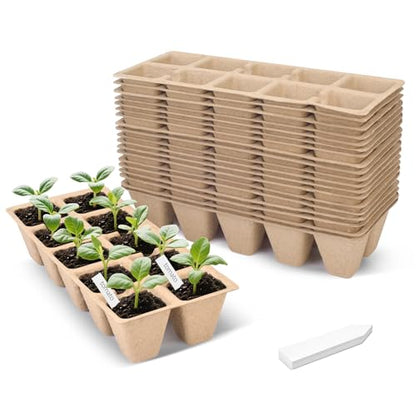 200 Cells Peat Pots, Seed Starter Trays Planting Trays for Seedlings, 20 Pack Germination Trays Peat Pot with 20 Labels