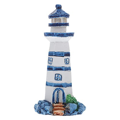 Beavorty Aquarium Lighthouse Miniature Mini Lighthouse Ornament Nautical Decoration Micro Landscape for Fish Tank Decor Ocean Sea Beach Party Blue
