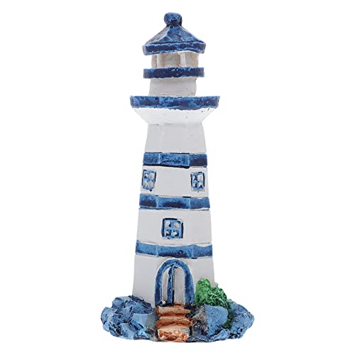 Beavorty Aquarium Lighthouse Miniature Mini Lighthouse Ornament Nautical Decoration Micro Landscape for Fish Tank Decor Ocean Sea Beach Party Blue