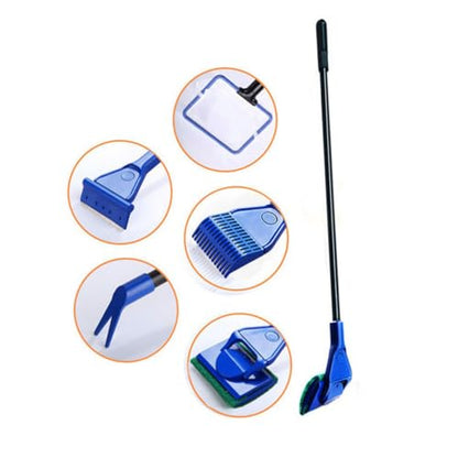 Happyyami Five One Fish Tank Cleaning Kit Handle Detachable Brushes Safe for Essential Aquarium Maintenance Tools in