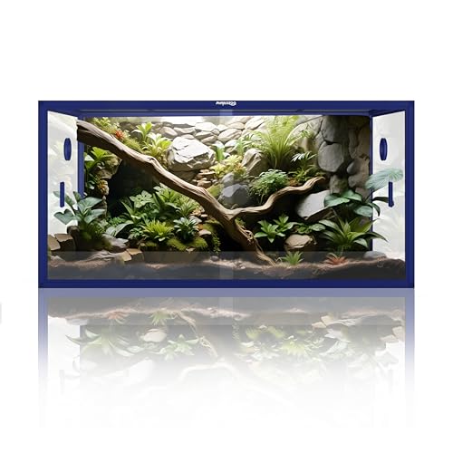 120 Gallon Bearded Dragon Tank,Stackable Reptile Enclosure with Front Sliding Tempered Glass Doors,Easy Assembly Aluminum Frames Reptile Tank for Snake & Lizard - color: Dart Blue, size: 120 Gallon