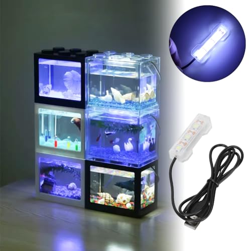 Small Aquarium Light, USB Fish Tank Light Water Plant Light Bar Desktop Mini Decoration LED Lamp for Office Desk Planted Freshwater Saltwater Betta Micro Landscape Daily Lighting Cold White