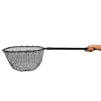 YakAttack 16” x 19” Landing Net with 24” Telescoping Handle & Rubber Netting, Black | Floating Fishing Net for Kayak, Boat & Bank Anglers | Snag-Free Catch and Release Net