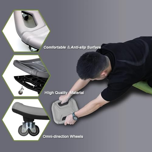 ab roller wheel Abdominal Abs Training Machine Equipment, Ab Wheel Roller Exercise for Home Gym, Waist Strength Trainer with a Kneel Mat (Grey)