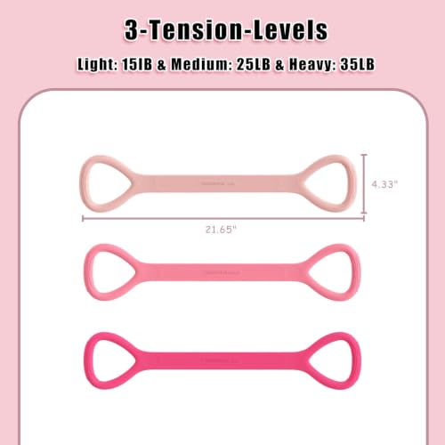 Figure 8 Resistance Bands with Handles,Silicone Exercise Band Set | Upgraded 8-Shaped Stretch Bands for Women Home Working Out Arms Back Legs Pilates Yoga Physical Therapy Multi Packs - color: Extended Version: 3Pcs 15Lb & 25Lb & 35Lb