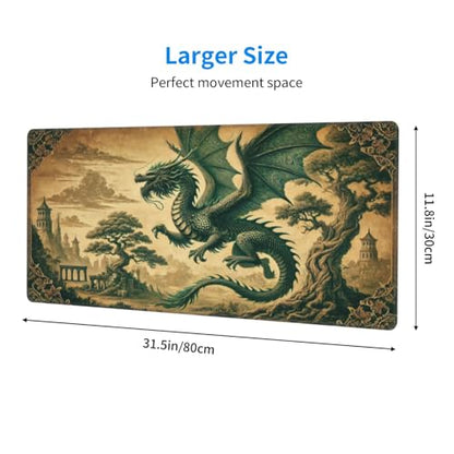 Dragon Mouse Pad XL Large Mousepad Non Slip Rubber Base Desk Mat for Laptop Computer Gaming 31.5" X 12" - color: Dragon