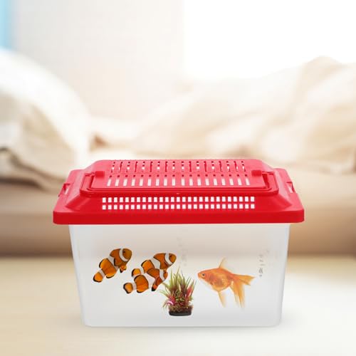 Portable Fish .08X4.33X4.33 Inch Handheld Aquarium Transparent Turtle Box Compact Plastic Pet Hamster Carrier for Travel and Home Use