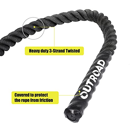 Max4out Battle Ropes 1.5 inch 30 ft - Polyester Workout Rope Heavy for Home Body Workouts Building Muscle, Black