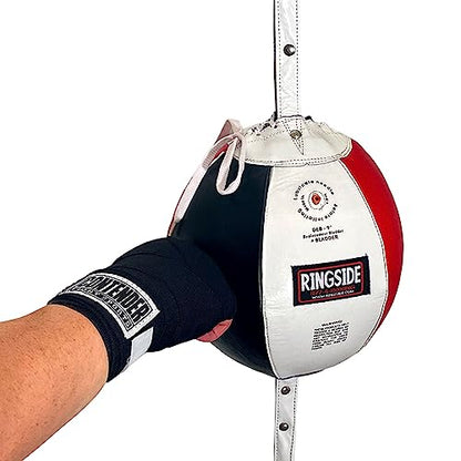 Ringside Leather Boxing Double End Bag - Speed & Reflex Punching Target with Bungee Cables for MMA, Muay Thai, and Striking Accuracy - size: 5"