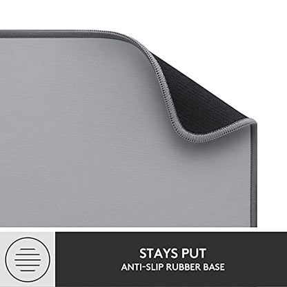 Logitech Desk Mat - Studio Series, Multifunctional Large Desk Pad, Extended Mouse Mat, Office Desk Protector with Anti-Slip Base, Spill-Resistant Durable Design, in Mid-Grey