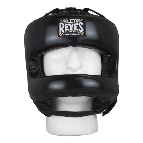 CLETO REYES Boxing Headgear with Face Bar for Men and Women, Protective Head Guard Face Saver, Sparring Fighting Sports - color: Black