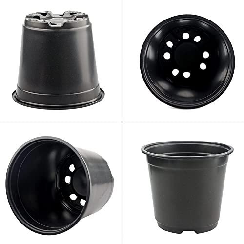 KINGLAKE 100 Pcs 6" Plastic Plants Nursery Pots Seedlings Flower Plant Container Seed Starting Pots Black - color: Black, size: 6 Inch