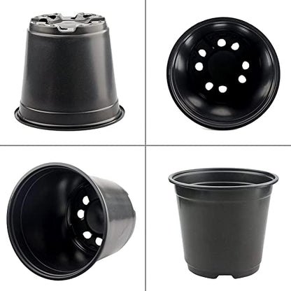 KINGLAKE 100 Pcs 6" Plastic Plants Nursery Pots Seedlings Flower Plant Container Seed Starting Pots Black - color: Black, size: 6 Inch