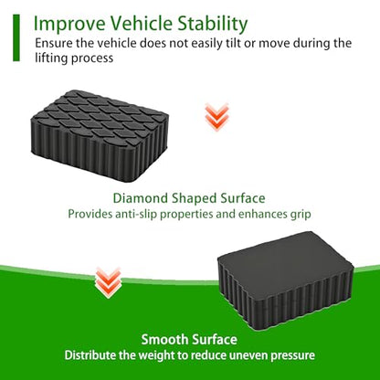 4pcs Solid Rubber Auto Lift Pads, Heavy Duty Car Lift Blocks 6-1/3" x 4-3/4" x 2", Universal Anti-Skid Rubber Spacer Blocks for Car Lift, Jacks and Racks, 3000 LBS Capacity for Each Pad