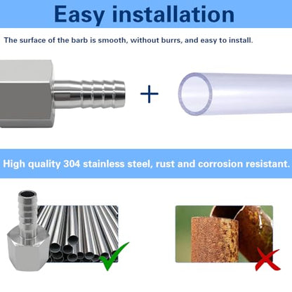 2PCS Stainless Steel Hose Barb Fittings 5/16" Hose Barb x 1/4" NPT Female Adapter - size: 5/16" Barb x 1/4" FNPT
