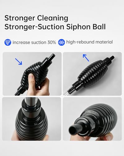 5ft Siphon Hose Fish Tank Cleaner, Aquarium Water Changer，Gravel Vacuum for Aquarium Sand & Gravel – Premium Designed for Superior Cleaning Performance, Safer Material, Battery-Free Design | Superior Cleaning Power;Safer Design – No Electricity, No Chemic