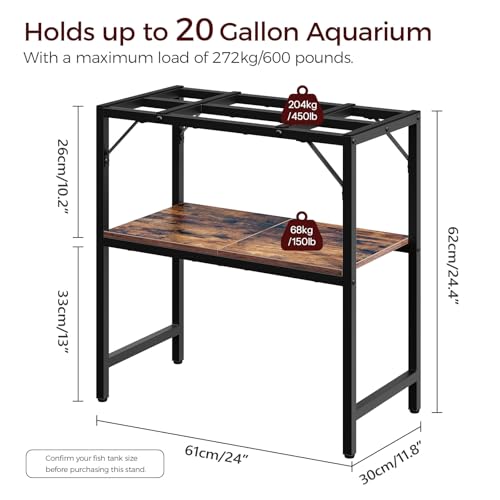 MAHANCRIS 20 Gallon and 5-10 Gallon Fish Tank Stand Bundle, Heavy Duty Aquarium Stand with Storage Shelves, Metal Frame Turtle Reptile Terrarium Stand, for Home Office, FTHR2001-FTHR5201