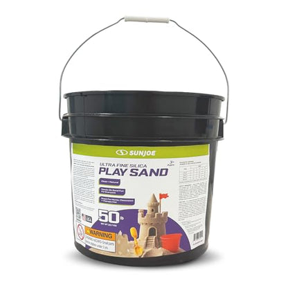 Sun Joe Ultra Fine Silica Play Sand for Sandboxes, Sensory Tables, Gardens, Weighted Toys & Aquariums, for Molding, Digging & Sculpting, 50 Pound Bucket, PLYSAND50-BKT