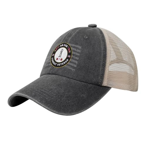 United States National Guard Afghanistan Combat Veteran Cowboy Hat Trucker Mesh Baseball Cap: Comfortable & Sturdy Headwear for Outdoor Black69