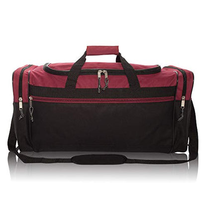 DALIX 25" Extra Large Vacation Travel Duffle Bag (Black, Grey, Navy Blue, Red, Camo) - color: Maroon
