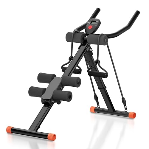 Abdominal Trainers - Adjustable Ab Trainer Machine, Foldable Abdominal Workout Equipment with Knee Protection - Home Gym Core Strength Trainer for Men & Women - color: Black