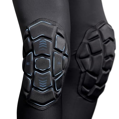 Wrestling Long Knee Pads Compression Leg Sleeves - color: Black, size: Medium