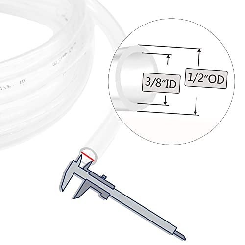 3/8’’ ID × 1/2’’ OD - 100 ft Clear Plastic Vinyl Tubing,Hybrid PVC Tubing Lightweight Non-Toxic vinyl Tube UV Chemical Resistant - size: 3/8'', style: 100 feet