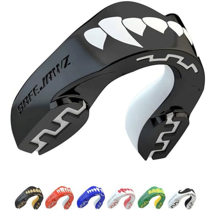 SAFEJAWZ Black Fangz Mouth Guard, Adult Dual Layer Mouthguard with Case - color: Black Fangz, size: Adult (12+)