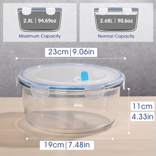 NUTRIUPS 2800ml/95oz Large Glass Food Storage Containers with Airtight Lids, 2.8L Rectangle Family Size Extra Large Bakeware Marinating Lock Baking Dish Container Glass Bowls - color: 2.8L