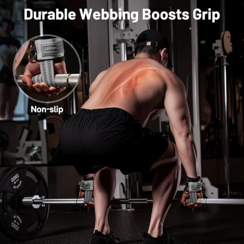 MANUEKLEAR 2 Size Gym Lifting Straps with D Rings for Cable Machine - color: Gray