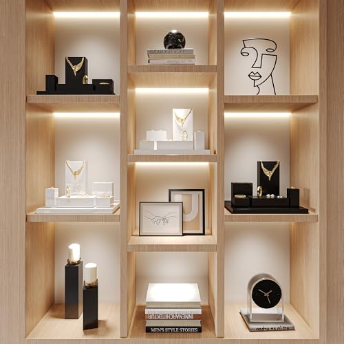 Oirlv Solid Wood Minimalism Style Jewelry Display Stand Showcase Jewelry Organizer Black Square Holder (SM05303) - color: SM05303