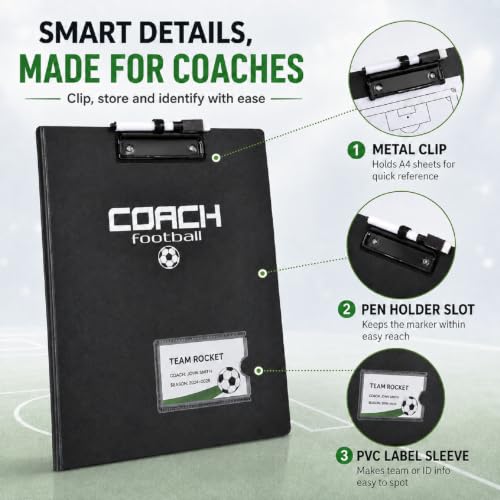 Magnetic Soccer Coaching Board, Double-Sided Dry Erase Soccer Tactics Clipboard for Coaches, Portable Soccer Whiteboard with Magnets, Marker Pen, Eraser for Coaching and Match Strategy - size: Upgraded Set