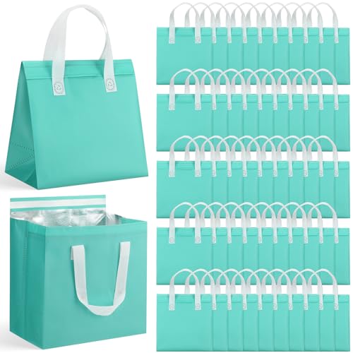 50 Pcs Insulated Take Away Bags Bulk Thermal Insulation Food Bags for Coffee Milk Tea Hot Cold Fresh Food Seafood for Catering Restaurant Grocery (9.45x9.45x5.91inch,Light Green) - color: Light Green, size: 9.45x9.45x5.91Inch