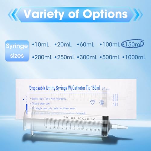 150ml Large Syringe for Thick Liquids, Plastic Syringe Without Needle for Scientific Labs, Industrial Fluid Transfer & Lubricant Dispensing, Individually Wrapped - style: 150cc