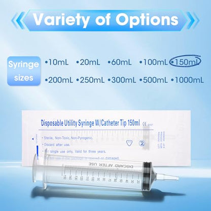 150ml Large Syringe for Thick Liquids, Plastic Syringe Without Needle for Scientific Labs, Industrial Fluid Transfer & Lubricant Dispensing, Individually Wrapped - style: 150cc