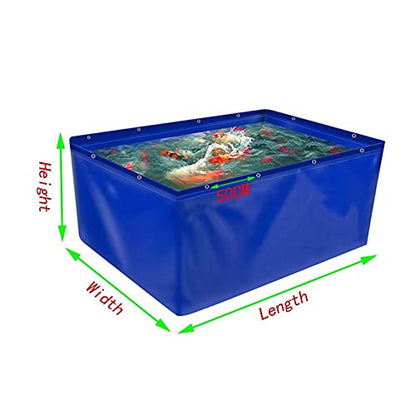 Durable Aquaculture Water Tank with Drain Valve Steel Frame PVC Temporary Fish Pond,Foldable Fish Pond Liner with Grommets Canvas Water Tank for Saltwater Fish Koi Turtles 400gsm Temporary H - size: 5x2x1M
