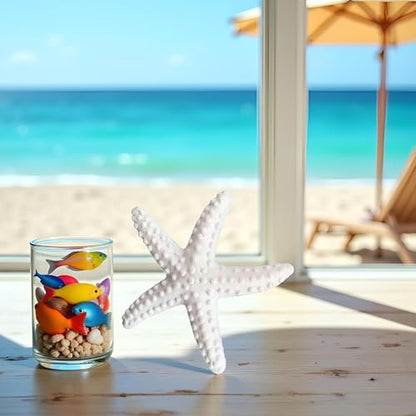 1Pc White Resin Ocean Beach Starfish Natural Seashell Starfish Ornaments for Wedding Decor Beach Theme Party Home DIY Craft Fish Tank Holiday Decoration, Vase Filler, Home and Kitchen
