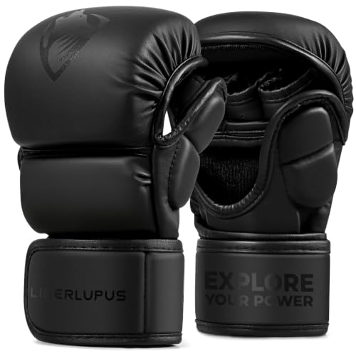 LIBERLUPUS MMA Gloves for Men – Punching Bag Gloves for Men, Open Palm Training Gloves for MMA Sparring, Kickboxing, Muay Thai, Youth Self-Defense, Durable Synthetic Leather with Wrist Support - size: Large-X-Large