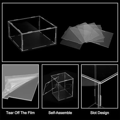 uxcell Acrylic Clear Display Case for Collectibles Self-Assemble Display Boxes with Black Base Dustproof Countertop Storage Box for Collectibles Action Figures, 7.9 x 7.9 x 3.9 Inch - size: 7.9 x 7.9 x 3.9 Inch