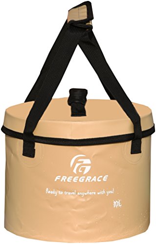Freegrace Collapsible Bucket with Mesh Tool Pocket - 10L, 16L & 23L Portable Folding Water Container - Heavy Duty 500D Tarpaulin, BPA-Free Wash Basin for Camping, Fishing, RV, and Car Washing