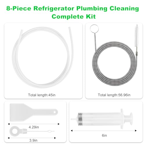 8 PCS Refrigerator Drain Cleaning Tool - Fridge Water Line Cleaner Kit with Long Tube Brush Cleaner, Water Dispenser Cleaning Kit