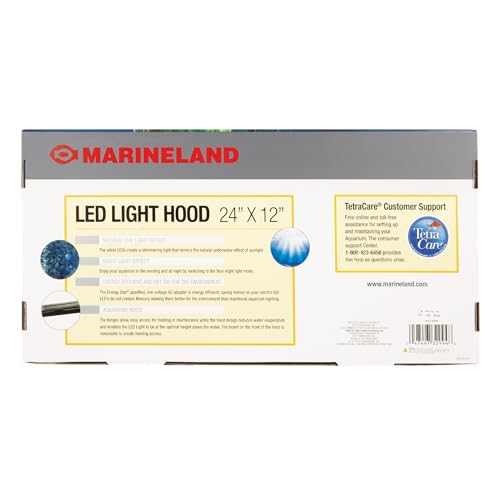 Marineland LED Light Hood For Aquariums, 24 Inches By 12 Inches, Natural Shimmering Light With Night Light Effect - size: 24 by 12-Inch