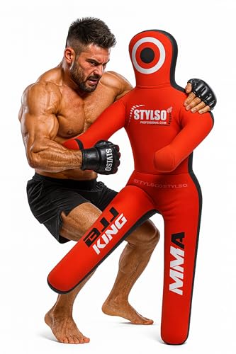 Unfilled Grappling Dummy – Adult Life Size Wrestling & BJJ Training Dummy, MMA Jiu Jitsu Judo Takedown & Throwing Practice, Heavy-Duty Triple-Stitched Canvas Submission Dummy - color: Red, size: 5ft / 60"