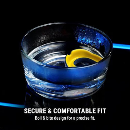 Hayabusa Combat Sports Mouth Guard Youth, Kids and Adult Sizes Comes with Case - Blue/Yellow, Youth - color: Blue/Yellow, size: Youth