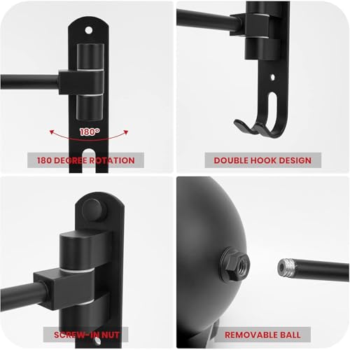 Helmet Hanger Wall Mount 180° Swivel Helmet Holder for Motorcycle Bike Racing Outerwear Sports Gear - color: Black-3