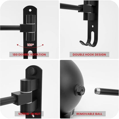 Helmet Hanger Wall Mount 180° Swivel Helmet Holder for Motorcycle Bike Racing Outerwear Sports Gear - color: Black-3