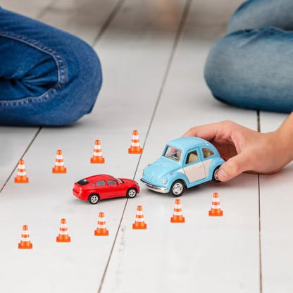 NUOBESTY 50Pcs Mini Traffic Cones, 0.98 Mini Orange Construction Cones Miniature Sports Training Roadblock Toy Safety Road Street Signs Models for Sand Table, Kids Pretend Play, Traffic Scene